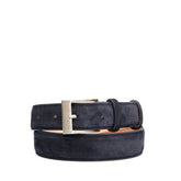 Cintura da uomo in pelle suede blu,  made in Italy è realizzata e distribuita da Pianigiani.
